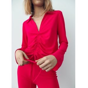 ZARA pink long sleeve blouse NEW
